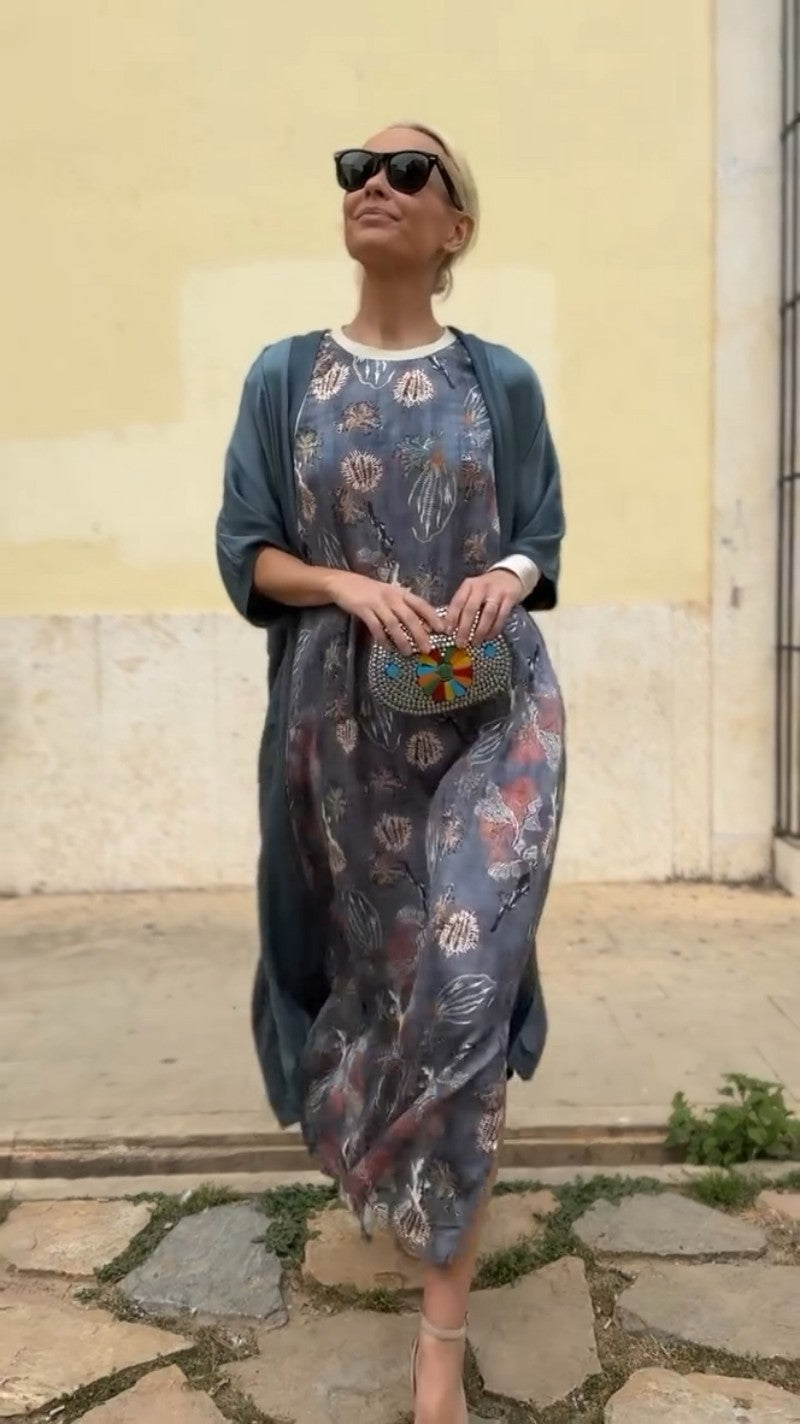 Floralia | Elegant long dress with matching shawl