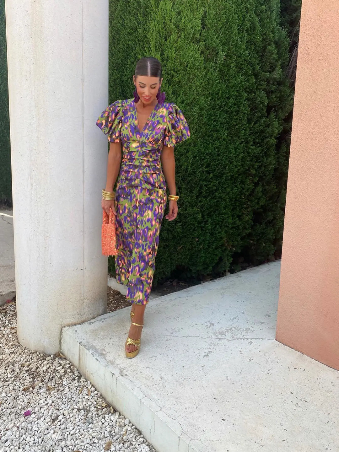 May- Pleated Sleeve Midi Dress