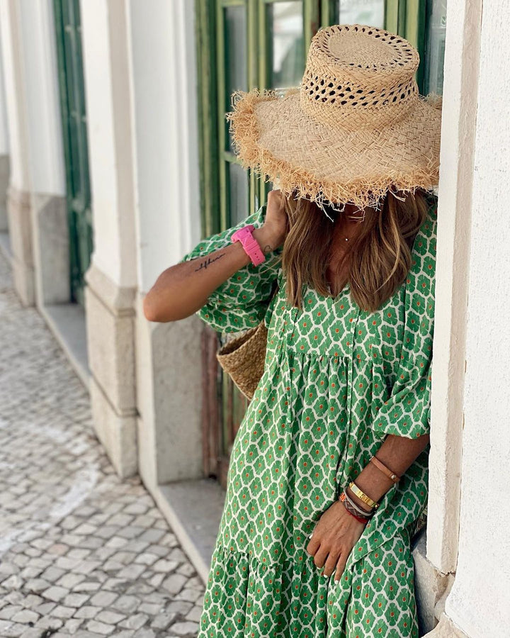 Ella – Elegant Cotton Floral Maxi Dress