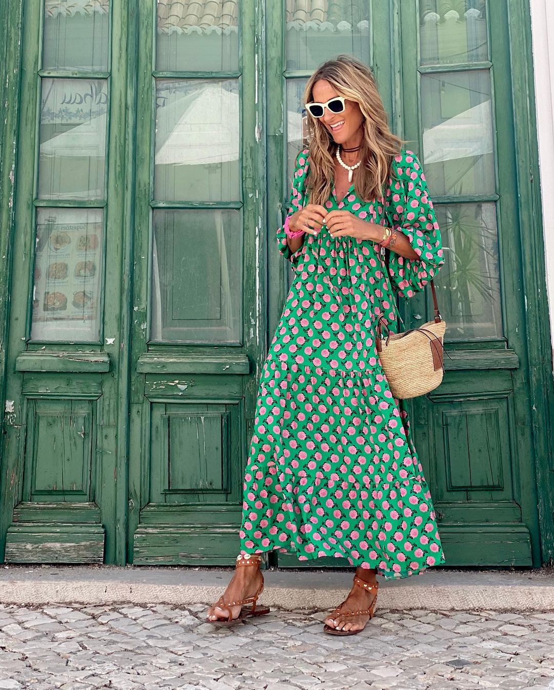 Ella – Elegant Cotton Floral Maxi Dress