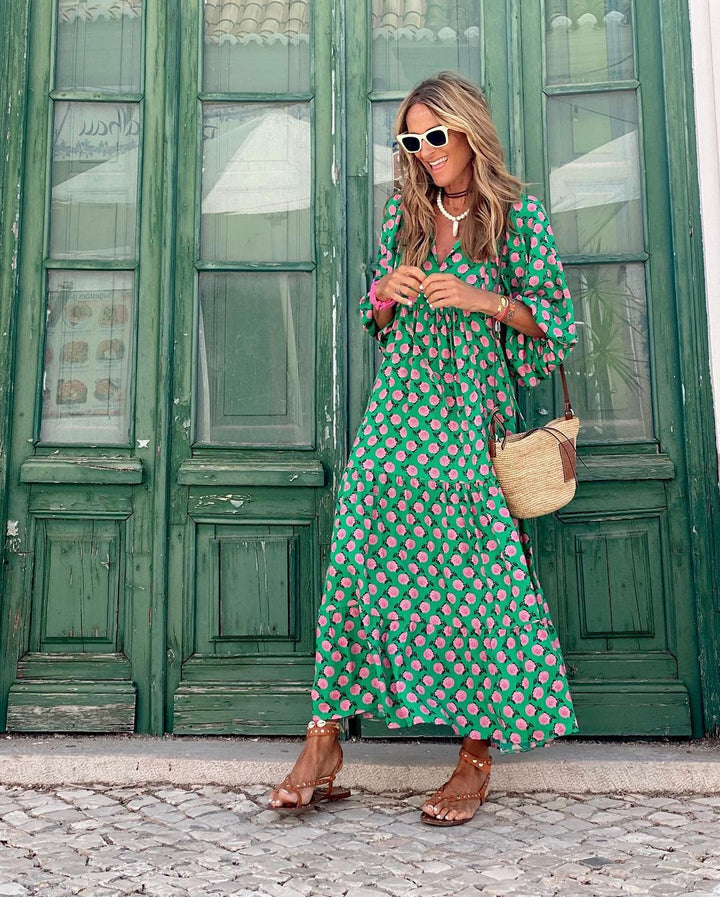 Ella – Elegant Cotton Floral Maxi Dress
