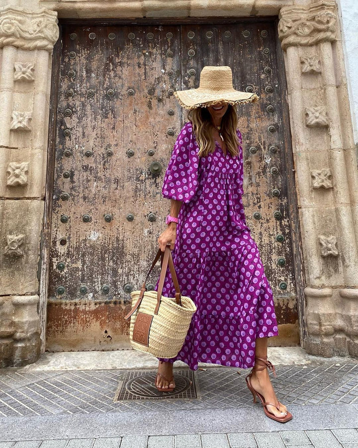 Ella – Elegant Cotton Floral Maxi Dress