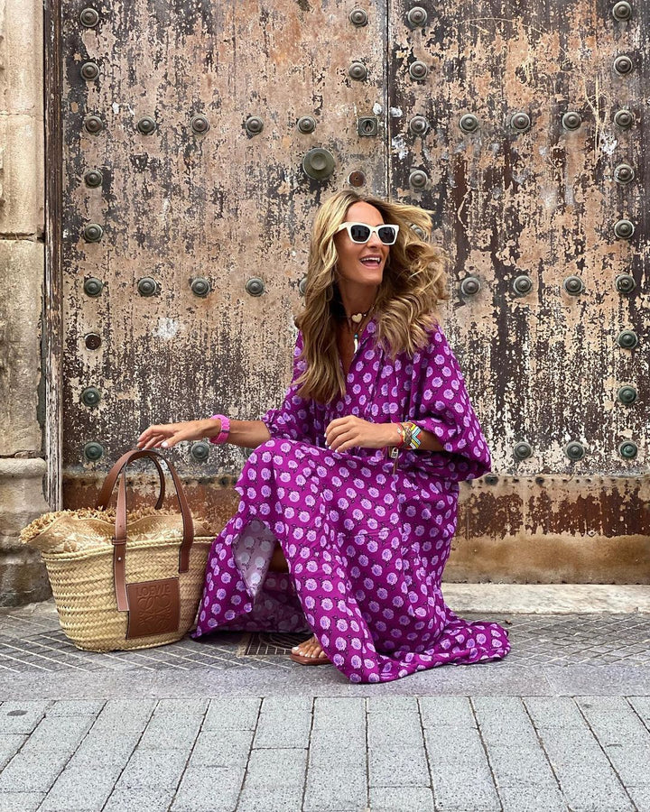 Ella – Elegant Cotton Floral Maxi Dress