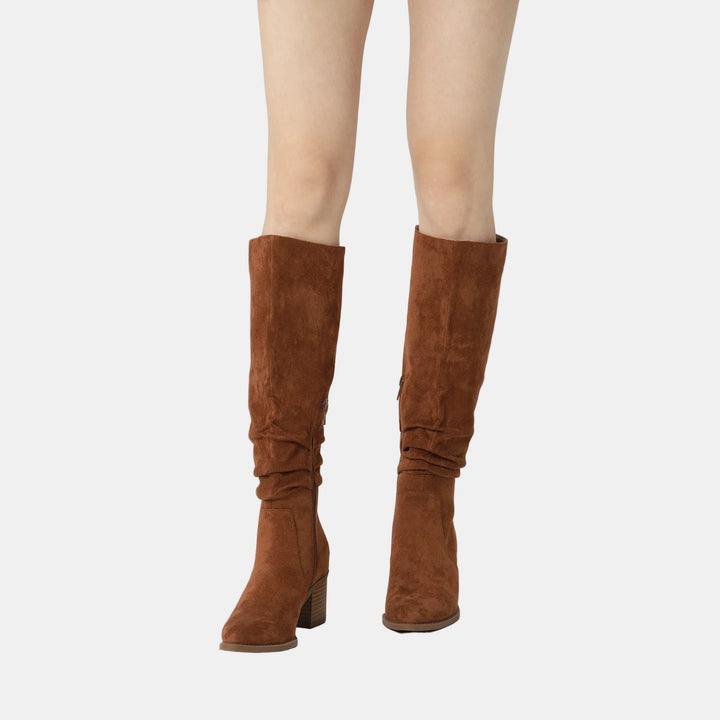 Noa | Knee-High Suede Block Heeled Boots