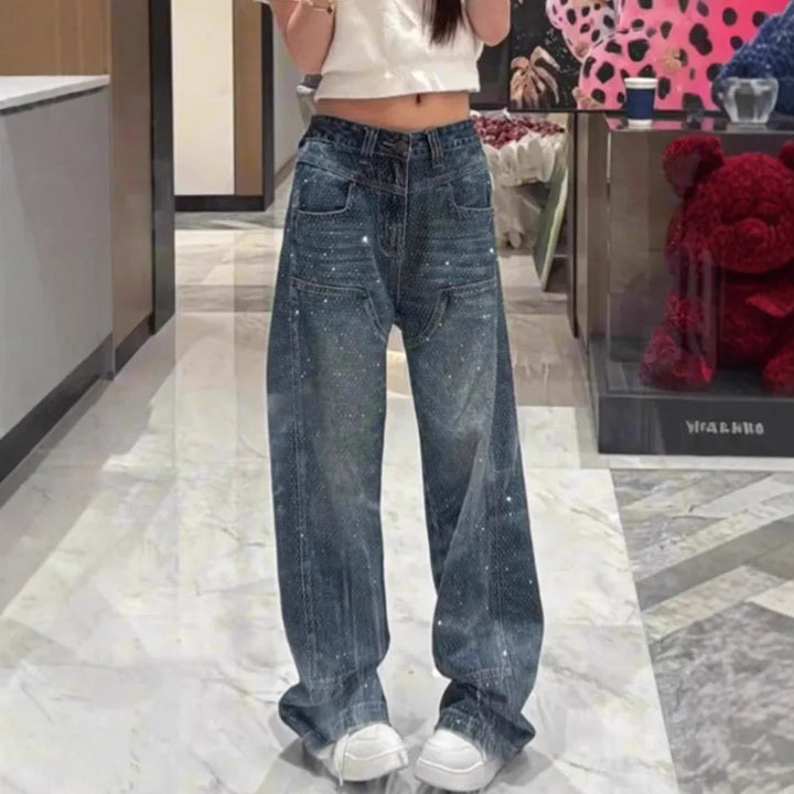 Sofia™ | Elegant Wide Leg Jeans With Rhinestones