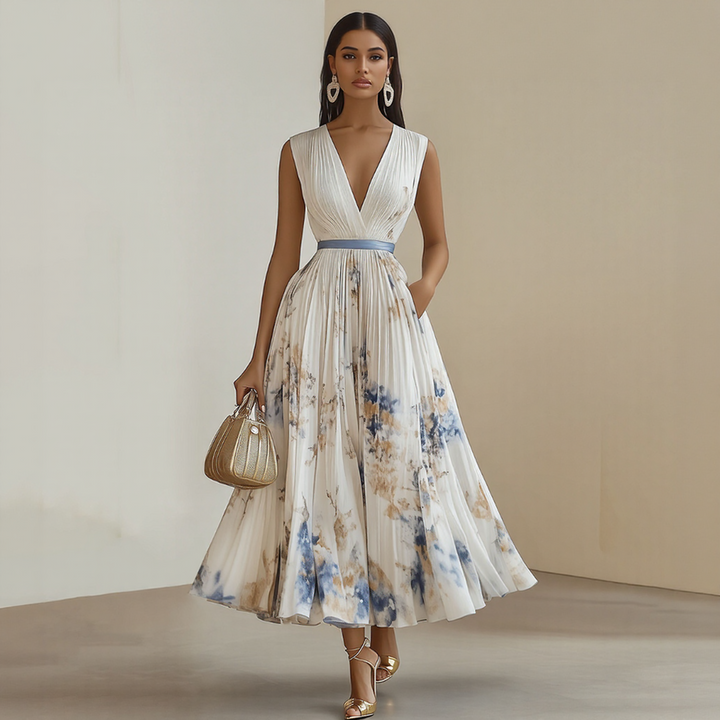 Milano-Elegant Pleated Maxi Dress