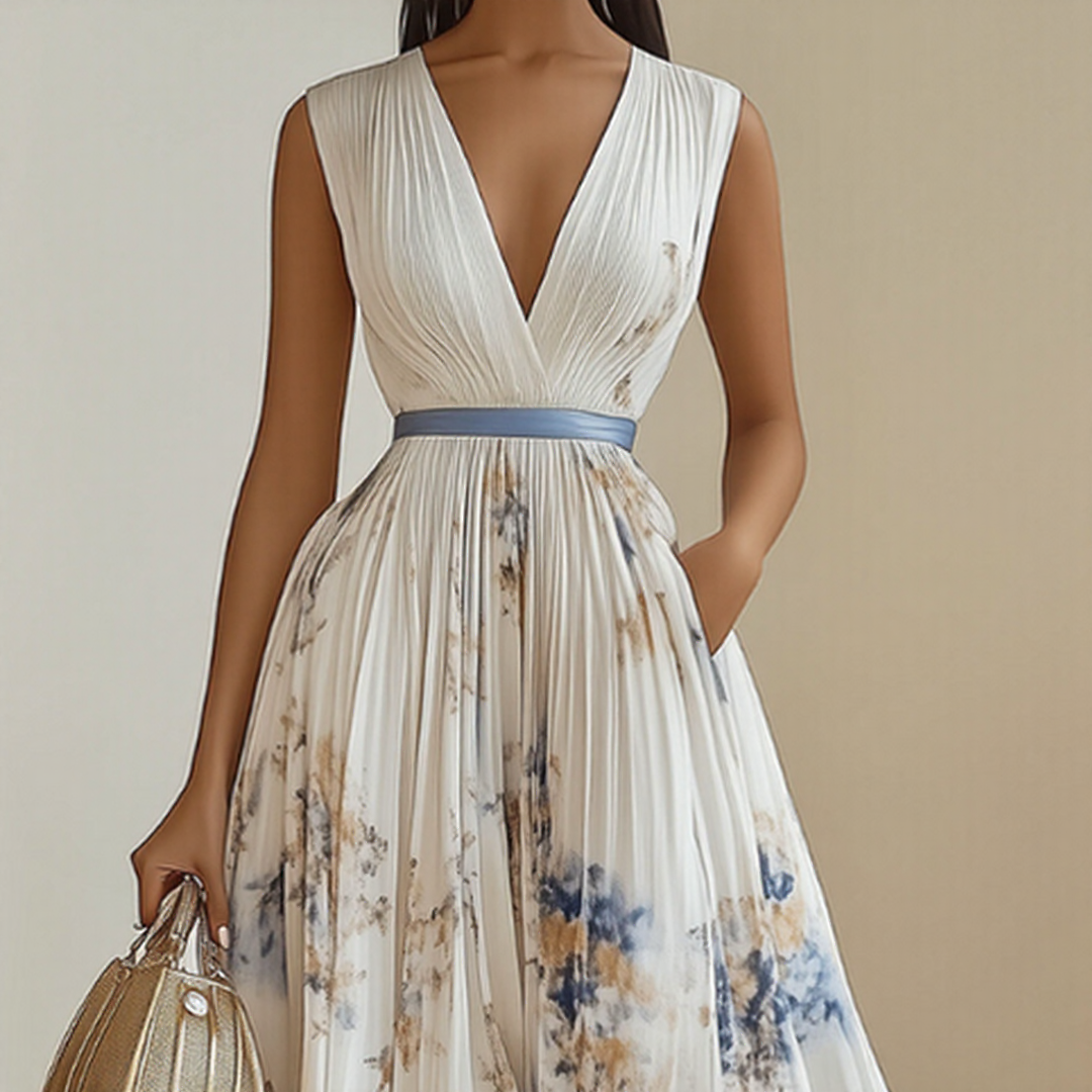 Milano-Elegant Pleated Maxi Dress