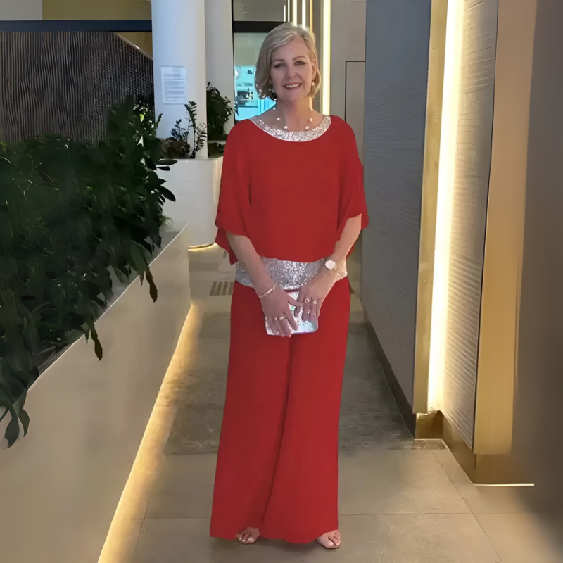 Gloria™ – Sequin-Trim Chiffon Two-Piece Set