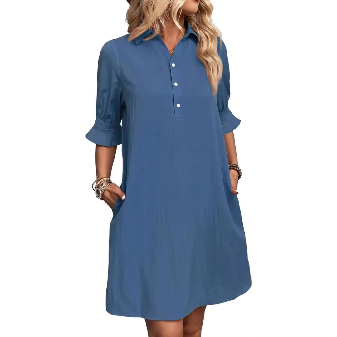 FRANNIE™ - Casual Button Down Shirt Dress