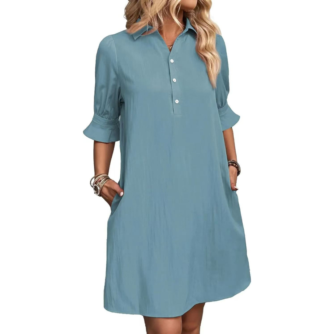 FRANNIE™ - Casual Button Down Shirt Dress
