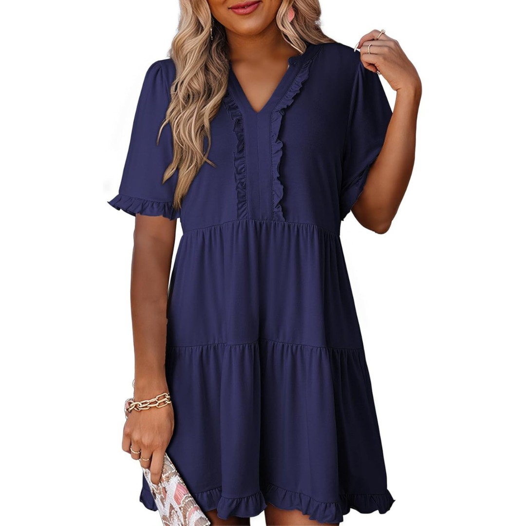LIA™ - Casual V-Neck Mini Dress
