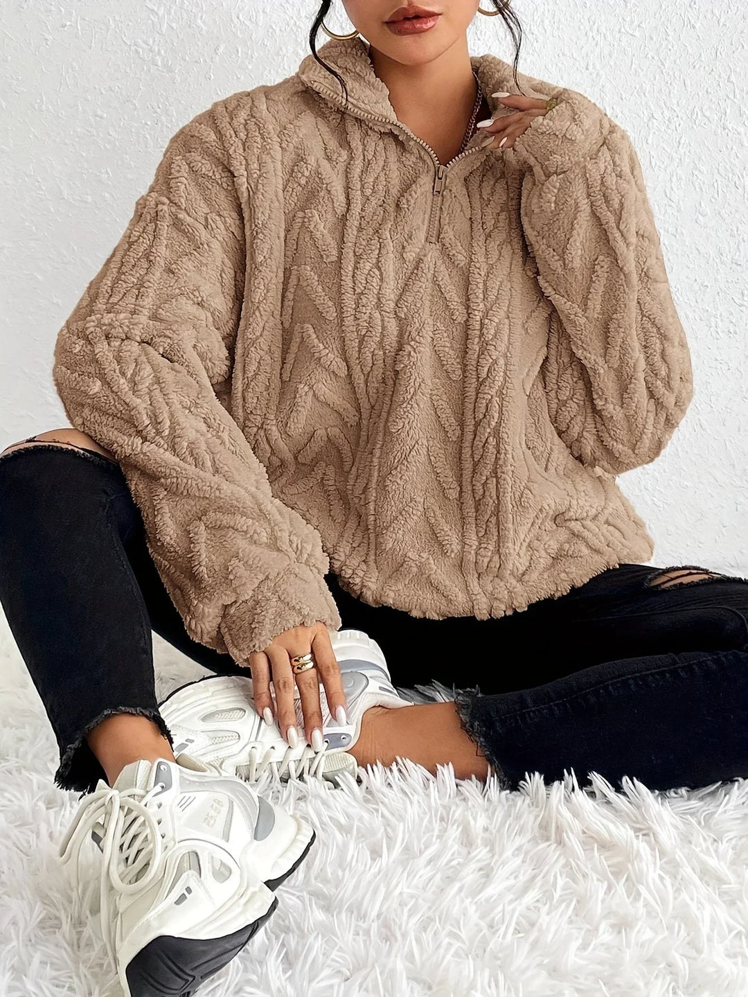Fiona | Braided Zip-Up Pullover