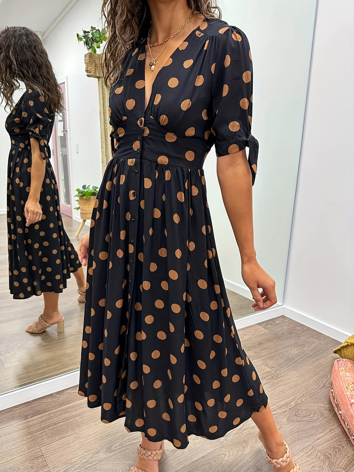 Lila™ | Polka Dot V-Neck Dress