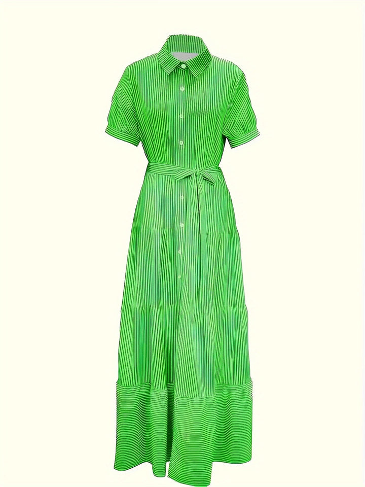 Briony™ – Belted Striped Shirt Dress