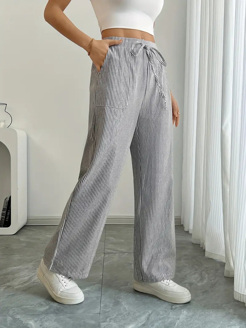 Nina™ - Elegant Striped Pant With Pockets