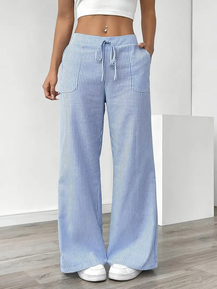 Nina™ - Elegant Striped Pant With Pockets