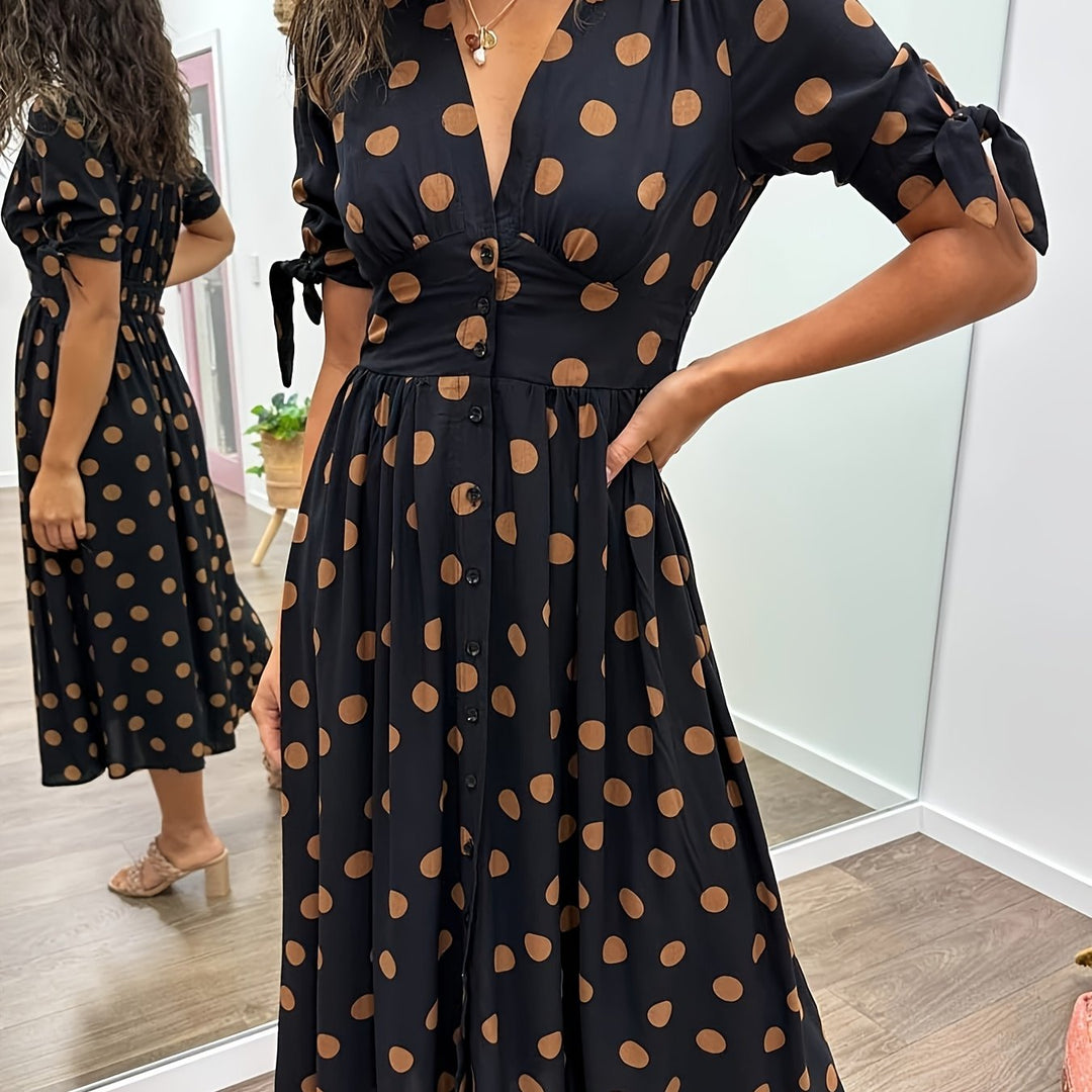 Lila™ | Polka Dot V-Neck Dress