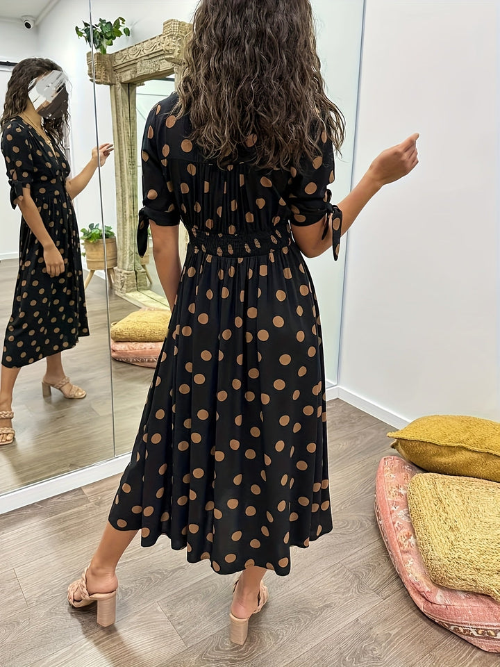 Lila™ | Polka Dot V-Neck Dress