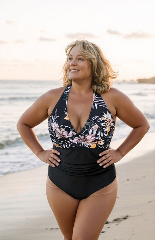 AGATHE | FLORAL HALTER SWIMSUIT