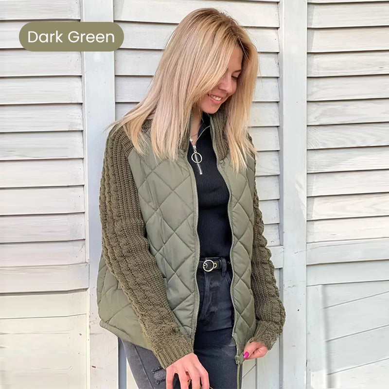 Julia-Knit Patchwork Puffy Jacket