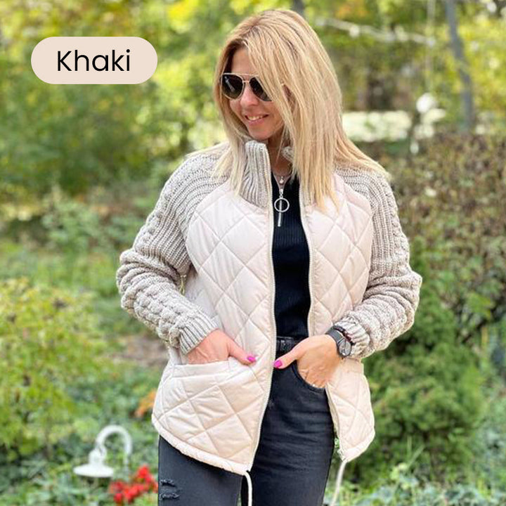 Julia-Knit Patchwork Puffy Jacket