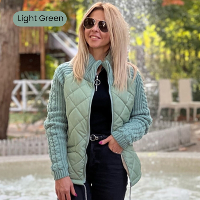 Julia-Knit Patchwork Puffy Jacket