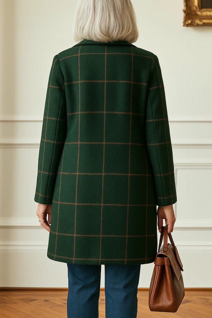 Wendy-Women's Retro Lapel Plaid Tweed Coat